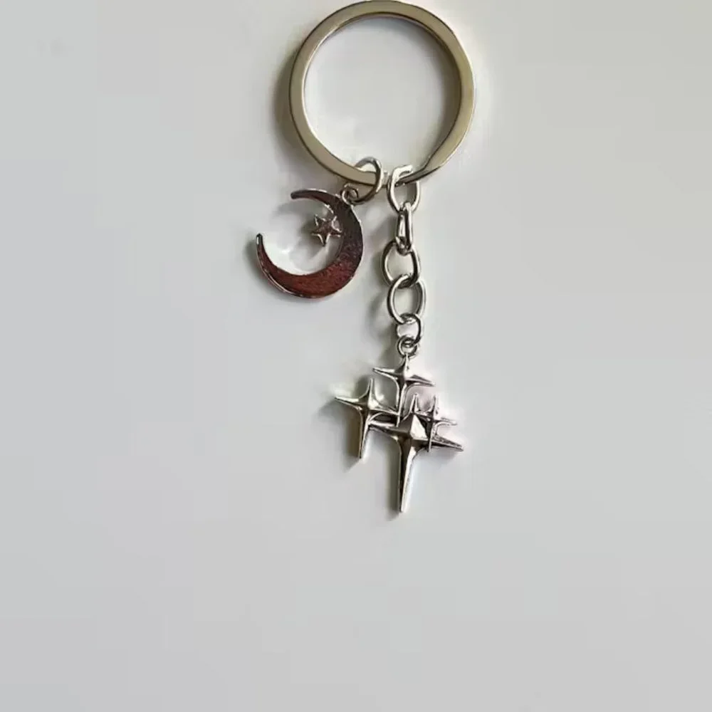 y2k 2000s star moon pendant keyring for keychain